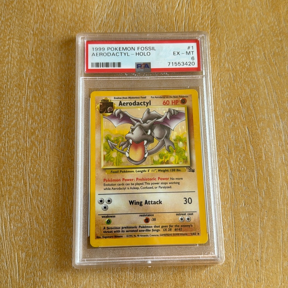 1999 Aerodactyl Holo Fossil Pokemon Card PSA 6